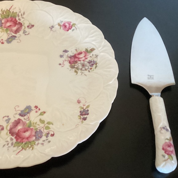 Cake Dessert Plate COALPORT SHREWSBURY VTG 10 3/8" Matching Knife Scalloped Rim - Picture 9 of 9